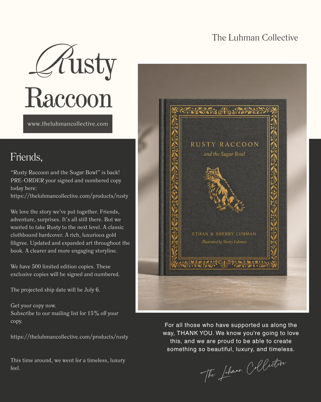 Rusty Raccoon and the Sugar Bowl Hardcover Children's Book