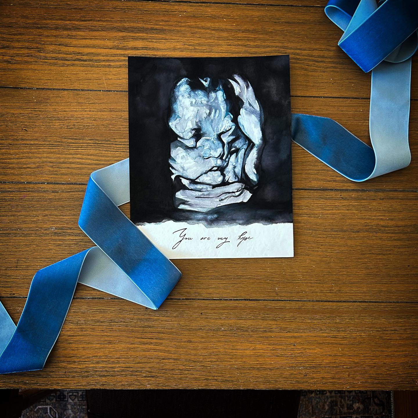 Original Watercolor Ultrasound Portrait