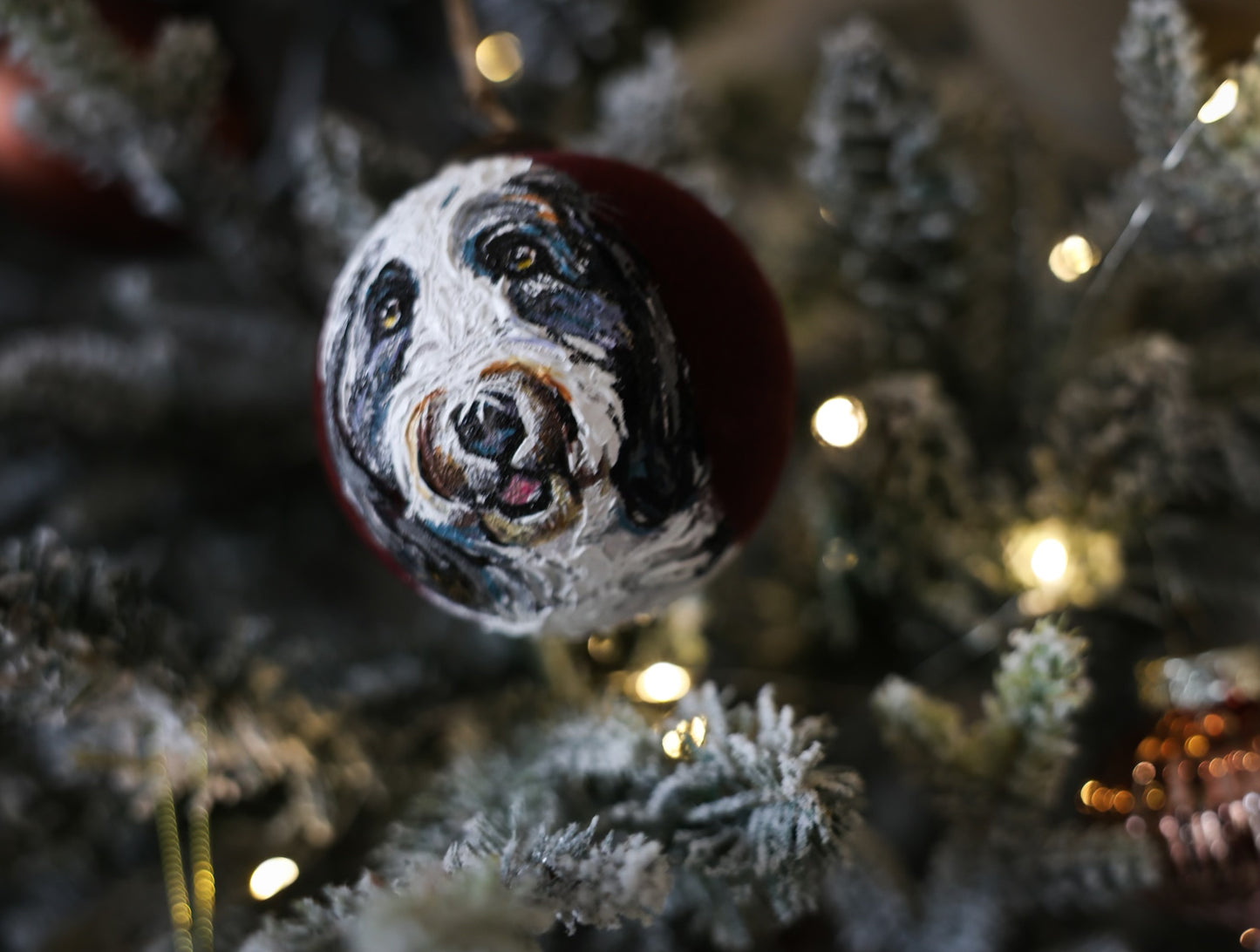 Custom Pet Portrait Christmas Ornament | Hand-painted