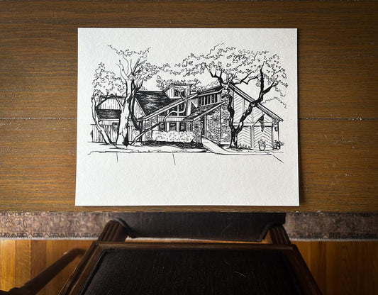 Original Line Drawing Home Portrait