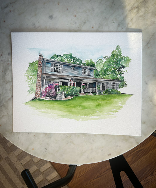 Original Watercolor House Portrait
