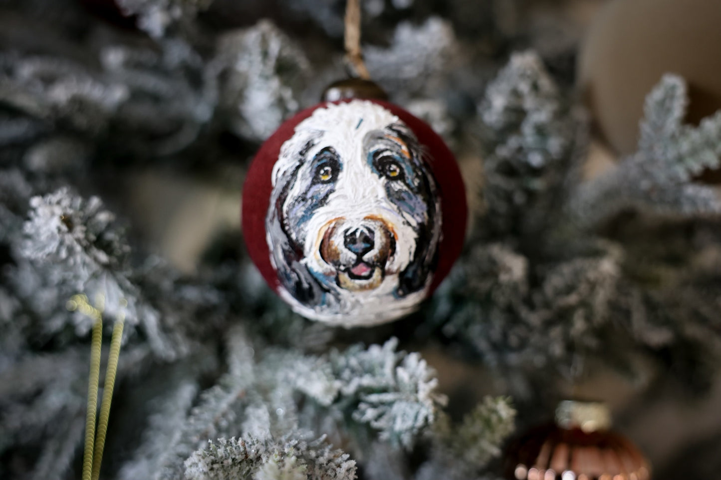 Custom Pet Portrait Christmas Ornament | Hand-painted