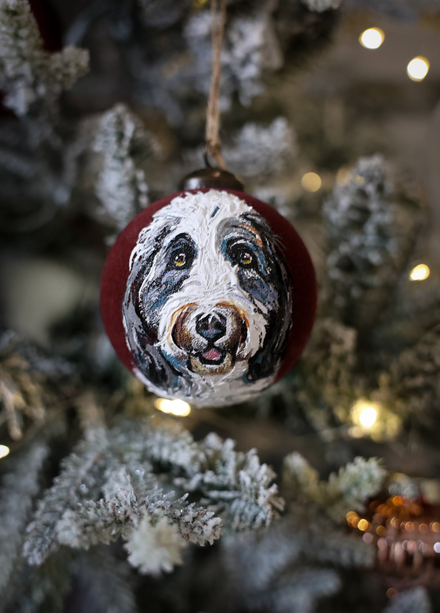 Custom Pet Portrait Christmas Ornament | Hand-painted