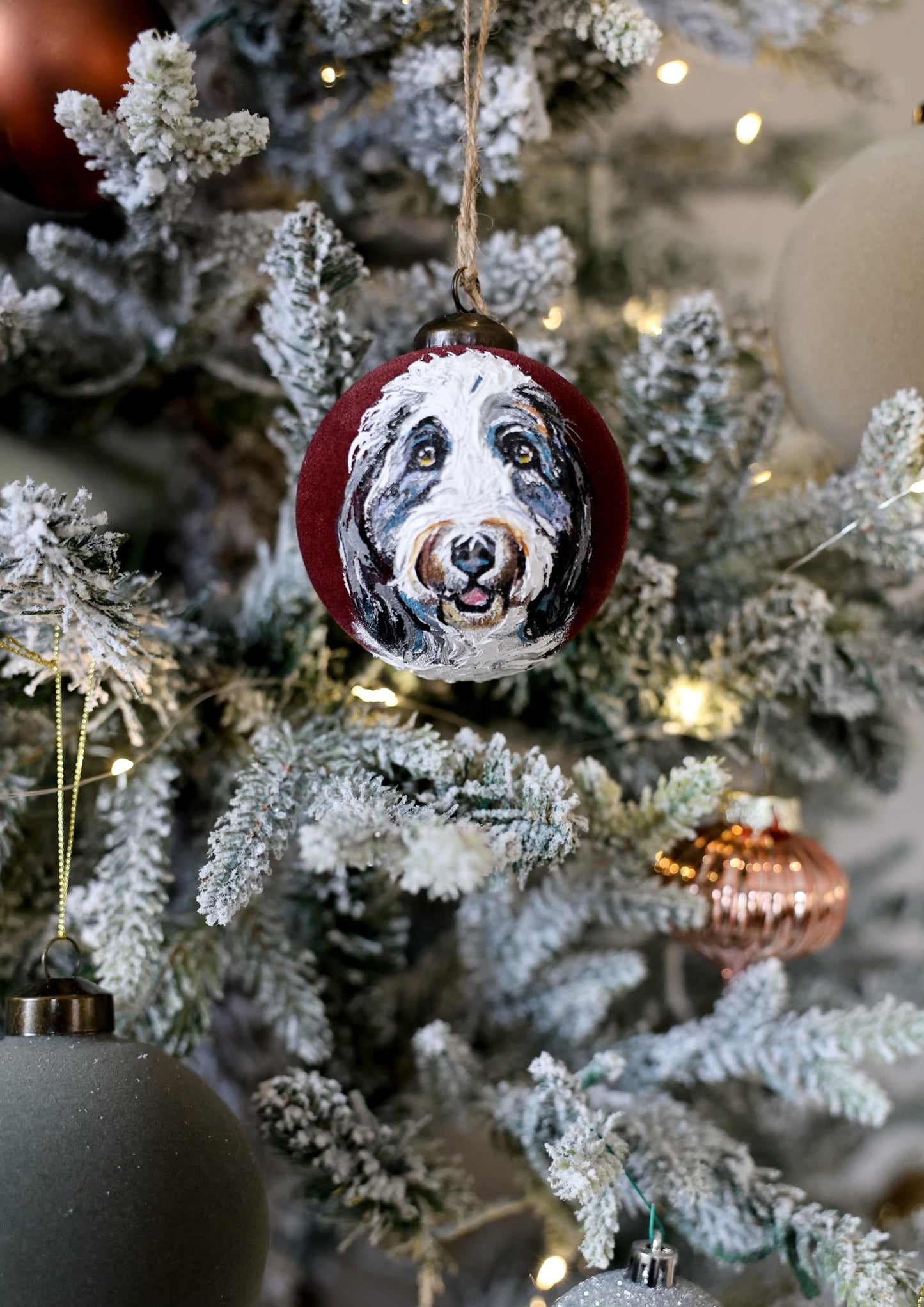 Custom Pet Portrait Christmas Ornament | Hand-painted