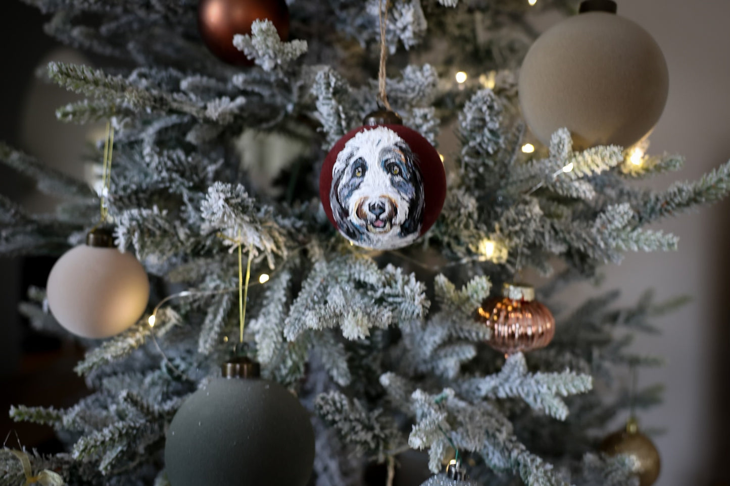 Custom Pet Portrait Christmas Ornament | Hand-painted