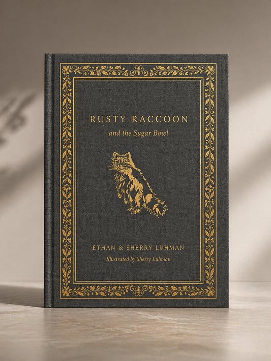 Photo of front cover of the children's book Rusty Raccoon and the Sugar Bowl