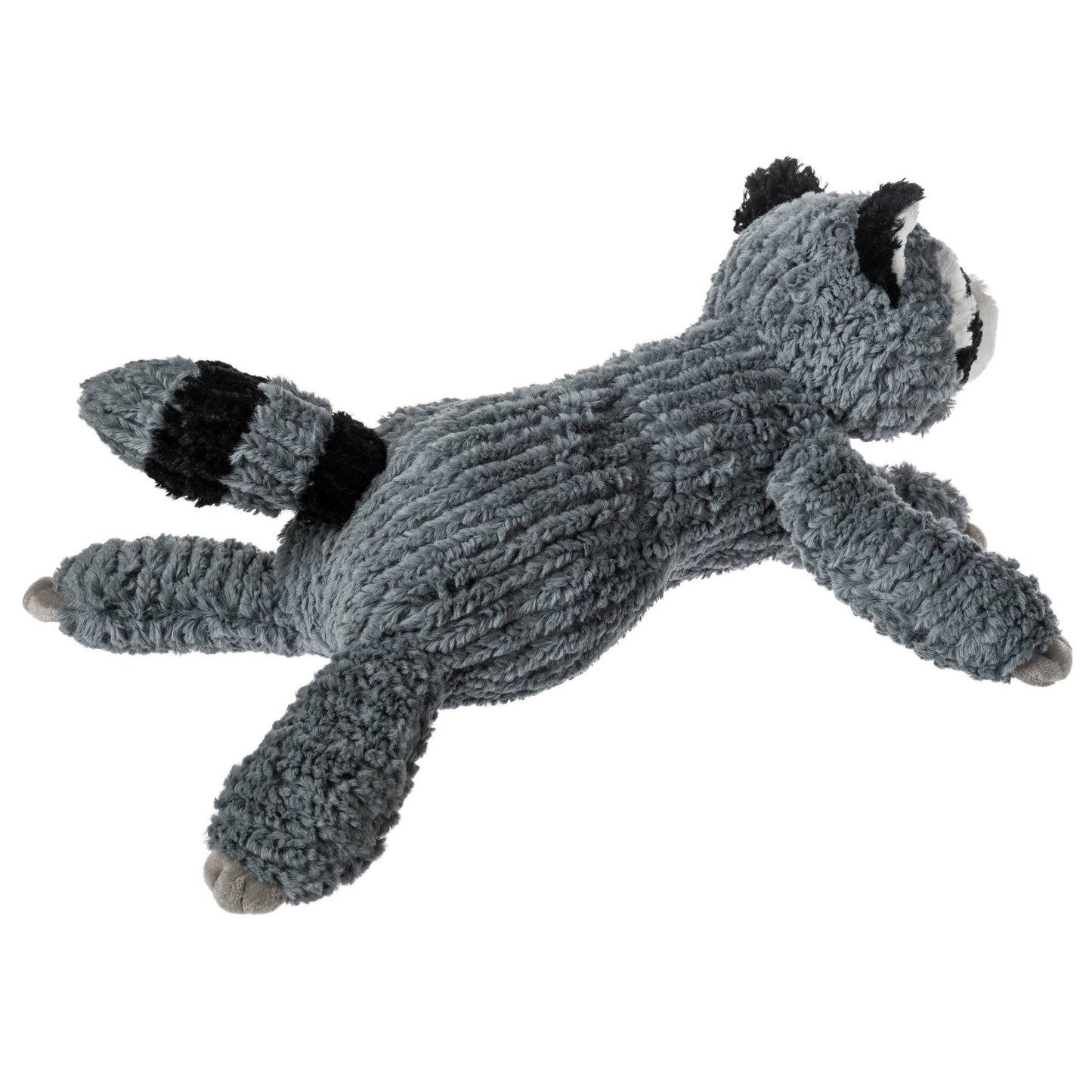 Plush toy raccoon on a white background